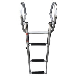 Échelle de bateau en acier inoxydable à 4 marches rétractable avec poignées en arche pour l'accès aux yachts et aux bateaux rapides - Product Image 1