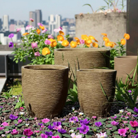 Pot Bunga Multi-warna Terlaris untuk Taman Luar Ruangan, Pot Tanam dari Fiber Clay dengan Lapisan Glaze dan Lubang Drainase