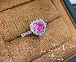 Bague en or 18 carats Xinfly avec diamant naturel de 0,31 ct et saphir rose de 0,40 ct, en forme de cœur, Au750, bijoux de mariage et de fiançailles, tendance et élégante - Product Image 4