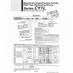 SMC Pneumatics Cylindre sans tige CY1L10H-250B Outils pneumatiques Accessoire et pièce - Product Image 1