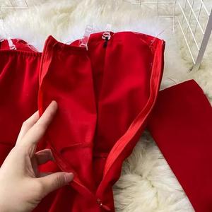 Abito aderente in stile stile stile stile Patchwork con maniche <span class=keywords><strong>a</strong></span> <span class=keywords><strong>vita</strong></span> <span class=keywords><strong>alta</strong></span> Mini abito da Club <span class=keywords><strong>costumi</strong></span> natalizi - Product Image 4