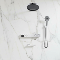 Ensemble de douche mural WEIHAO en laiton massif nickel brossé avec pommeau de pluie au plafond, douchette à main et bec de remplissage pour baignoire