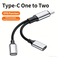 Adaptador de Aluminio Tipo C Macho a Doble USB C Hembra, Carga Rápida PD, Sincronización de Datos, Dongle de Audio de 15 cm para iPad Pro, Computadora, Teléfono Móvil
