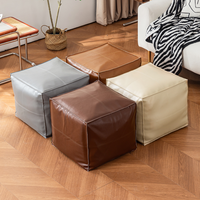 Pouf en cuir artificiel PU de style contemporain pouf pouf carré repose-pieds rangement pliable extensible pour la chambre à coucher