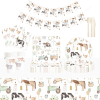 Fournitures de fête d'anniversaire pour enfants DAMAI Farm, motifs animaux, vaisselle jetable ronde et carrée, serviettes en papier, gobelets, assiettes