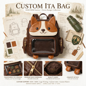 Mochila Ita Bag Personalizada, Bandolera de PU con Ventana Transparente de PVC, Diseño Kawaii Monster, Bolso para Exhibición de Pins, OEM ODM para Conveniones de Cosplay - Product Image 1