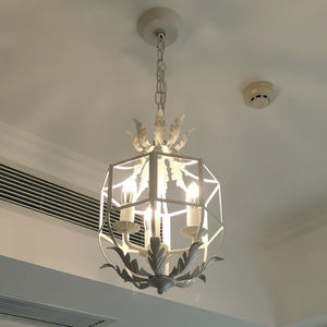 Lampadario in Stile Country Francese Vintage con Dettagli a Foglia in Ferro Lanterna Decorativa Retrò Antica - Product Image 4