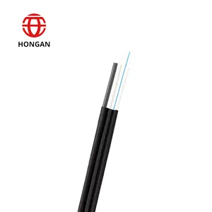 1 2 4 core Outdoor Aerial FTTH Drop Flat Cable Black LSZH Sheath Steel Wire Messenger FRP strength member Fiber Optic Cable