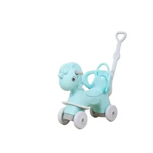 2020 new style factory supplier plastic rocking horse baby ride on toys with wheels and single handle