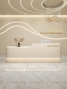 مكتب استقبال حديث بسيط من الخشب الصلب لمستشفى الأسنان وصالونات التجميل بتصميم مربع للاستخدام التجاري. - Product Image 6