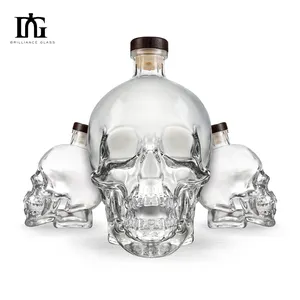 custom 500ml 750ml skull bottle tequila skull shaped ceramic bottle samples of beautiful skull pattern glass bottles