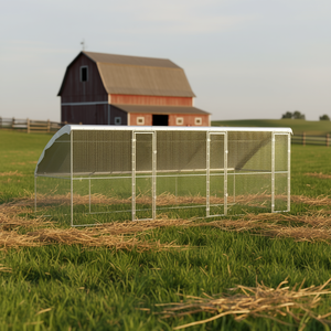 Jaula para Pollos Plateada de 236.22 x 78.74 x 78.15 Pulgadas, Jaula Metálica para Animales, Alojamiento para Aves de Corral - Product Image 2