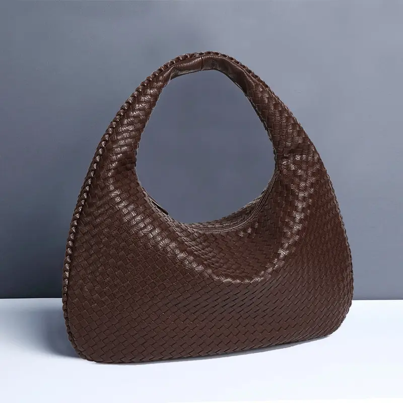 Dompet tas tangan wanita, tas bahu buatan tangan, tas Tote selempang, tas anyaman untuk wanita
