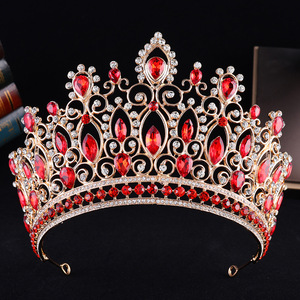 <span class=keywords><strong>Couronne</strong></span> de Mariée de Luxe Bleu Royal en Cristal, Tiara Baroque Plaqué Or, Grande <span class=keywords><strong>Couronne</strong></span> de Reine Saphir, Accessoires de Cheveux pour Mariage et Bal de Promo pour Femmes - Product Image 3