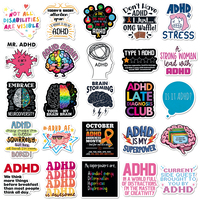 50 Pegatinas Creativas con Frases de TDAH, Diseño de Dibujos Animados, para Decorar Monopatines, Cuadernos y Tazas de Café, Personalizadas de Fábrica