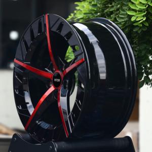 Jantes sport HTOR 16 17 18 19 pouces, noir brillant, rayons intérieurs rouges, 5 branches, 5x112 5x114.3, forgées, compatibles avec Civic Type <span class=keywords><strong>R</strong></span> M3 - Product Image 3