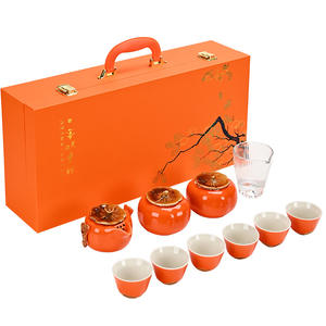 Tea Set <b>Gift</b> <b>Box</b> Complete Ceramic Kung Fu Tea Set <b>Large</b> Persimmon Color Personalization Corporate <b>Gift</b> Chinese New Year - Product Image 5