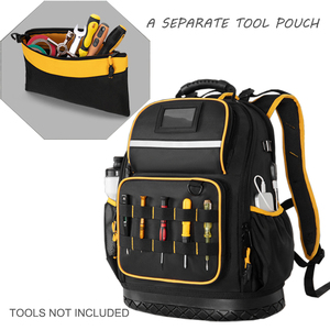 <b>Heavy</b> <b>Duty</b> Waterproof OEM Tool <b>Backpack</b> with Hard Bottom and Tool Pouch 25-29 Pockets & Laptop Pocket - Product Image 4