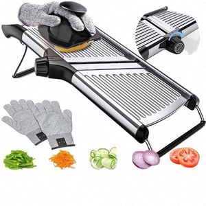Hot Sale <b>Multifunction</b> <b>Vegetable</b> <b>Cutter</b> Slicer Stainless Steel Mandoline Slicer Fruit <b>Vegetable</b> Chopper With Safety Holder - Product Image 3