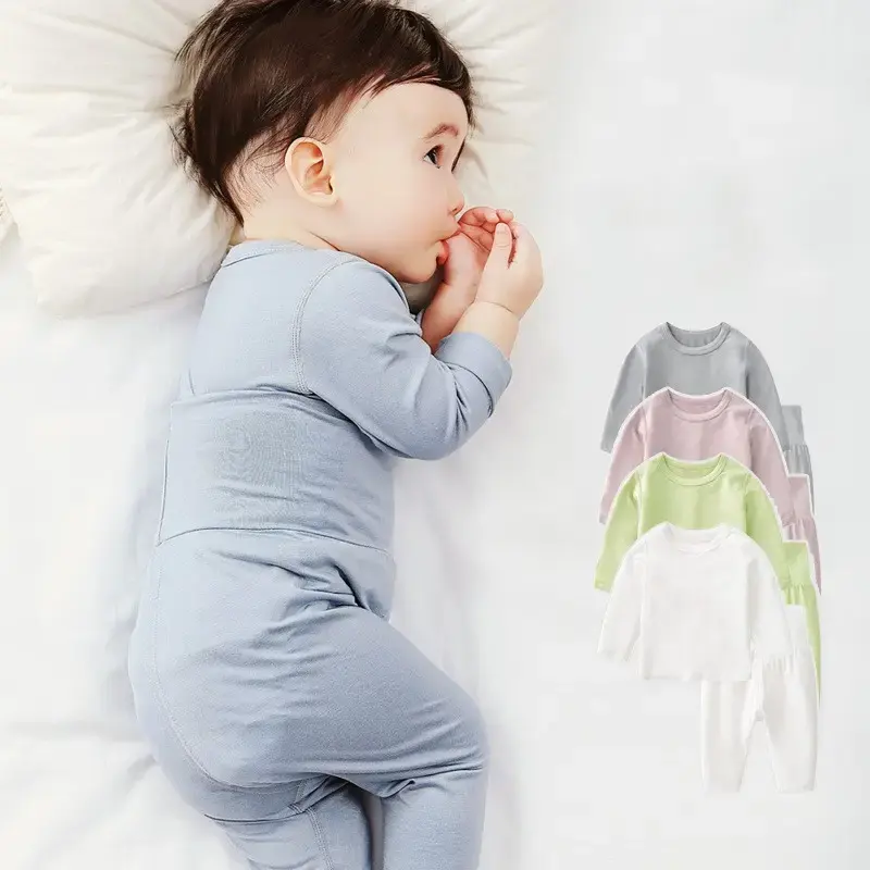 Grosir setelan piyama bayi di rumah, set pakaian lengan panjang baju rumah tipis musim panas untuk bayi baru lahir