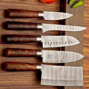 Couteaux de chef en acier Damas faits à la main à vendre, ensemble de couteaux de chef de cuisine en acier Damas à haute teneur en carbone - Product Image 4