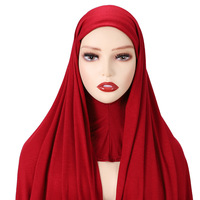 Nouvelle usine femmes musulmanes Long grand coton doux Hijabs Bonnet Turbans casquettes couleur unie intérieur écharpe châles coton chapeaux un ensemble