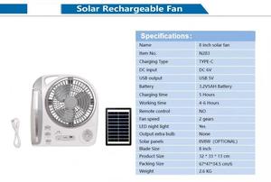 Morden Style Outdoor Solar Powered Table <b>Fan</b> Commercial Large Solar <b>Fan</b> Solar Rechargeable <b>Fan</b> With Led - Product Image 2