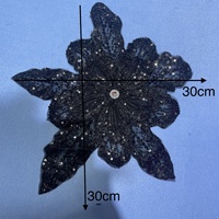Patchs à coudre en résine métallique brodés avec un motif de fleurs 3D, pour sacs, chapeaux, vêtements et accessoires - Tissu en feutre, paillettes