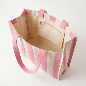 Sac fourre-tout en toile rayé écologique pour femmes, sac d'épicerie avec poche intérieure, sac en coton avec logo imprimé personnalisé - Product Image 5