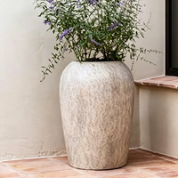 Pot Tanaman Fiberclay Besar Retro untuk Dalam Ruangan, Pot Taman, Pot Tanaman Luar/Dalam Ruangan, Pot Tanaman Bulat untuk Penggunaan di Lantai Teras Villa