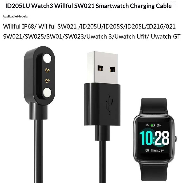 1m USB-A Smartwatch Charger Cable Compatible with Willful IP68 / ID205L / SW021 and Blackview R3, OEM Available