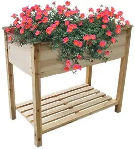 Custom Flower Pot Large Raised Vegetable Garden Wooden Outdoor Stand Planter Boxes Plants Planter Bed