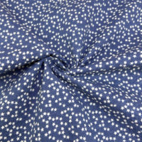Tissu en coton imprimé étoiles rouges marine 80 g/m² froissé au sel sans repassage pour chemise