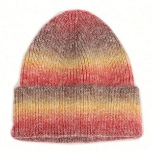 Winter New Tie-dyeing Gradient Knitted <b>Hat</b> Unisex Rainbow Warm Thickened Acrylic Beanies - Product Image 6