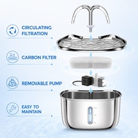 Fontaine à eau pour chat en acier inoxydable 304 de qualité alimentaire, faible bruit, fontaine à boire automatique pour animaux de compagnie avec filtre pour chats d'intérieur