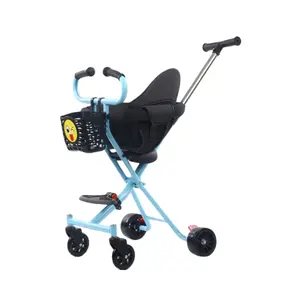 2024 Simple Design Adjustable Foldable Pram Light Weight And Easy-carry Baby Stroller Hand Push Tricycle for Children