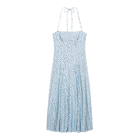 Vêtements pour femmes sur mesure, mode estivale et élégante, robe midi à col halter à pois pour femmes