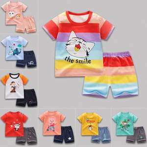 Nouvel ensemble de vêtements pour enfants, tenue d'été pour bébé garçon, t-shirt et short, 2 pièces décontractées en coton pour le printemps - Product Image 2