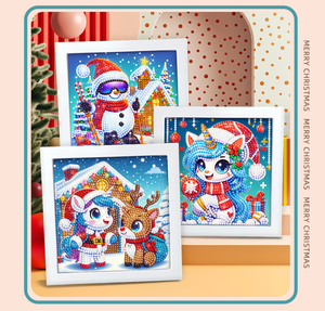Kit Pittura Diamante Fai da Te Rotondo con Animali Cartoon, Stampa su Tessuto, Cornice in Plastica Rotonda Classica per Uso Domestico - Product Image 6
