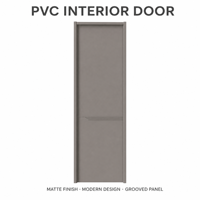 Porte intérieure minimaliste en PVC gris foncé avec panneau rainuré et trois lignes horizontales, finition mate pour appartement