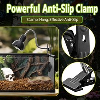 Support de lampe à ventouse en alliage d'aluminium pour terrariums de reptiles et bacs à tortues, avec pince antidérapante pour ampoules UVA/UVB à spectre complet