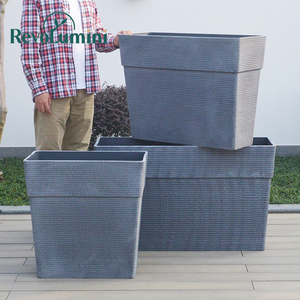 Vente directe d'usine de grands Pots de jardin extérieurs décoratifs Pots de fleurs rectangulaires en résine de <span class=keywords><strong>haute</strong></span> qualité grands jardinières - Product Image 2