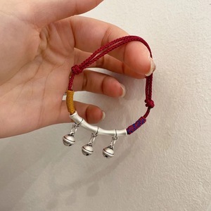 Rising Step By Step Bell <b>Bracelet</b> 999 Pure Silver Bamboo Woven Red <b>Rope</b> Women Gift For Wealth And Good Fortune - Product Image 5