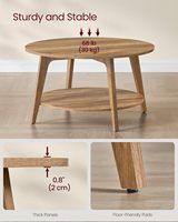 Table basse en bois massif brun miel à 2 niveaux AOTE, design nordique moderne, fabrication artisanale, motif ovale réglable, montage facile, salon