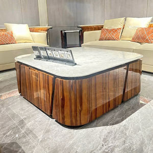 Table d'appoint en marbre de style italien avec <span class=keywords><strong>cadre</strong></span> en bois, table basse moderne pour salon, villa de luxe, hôtel, usage résidentiel haut de gamme - Product Image 1
