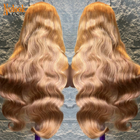 Fournisseur de produits capillaires de beauté en vogue sur Alibaba # Perruques en cheveux humains brésiliens blonds 27/613 de 32 pouces avec dentelle frontale HD 13x6 pour femmes