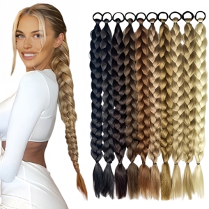 Extension per <span class=keywords><strong>capelli</strong></span> a coda di cavallo intrecciata sintetica da 24 pollici più venduta per donna, accessori per <span class=keywords><strong>capelli</strong></span> in fibra resistente alle alte temperature, all'ingrosso - Product Image 1