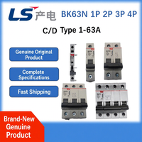 Disjoncteur miniature LS BK63N MCB 1P 2P 3P 4P Courbes B C D 1-63A 6kA 230/415V AC Rail DIN Protection contre les surcharges et les courts-circuits