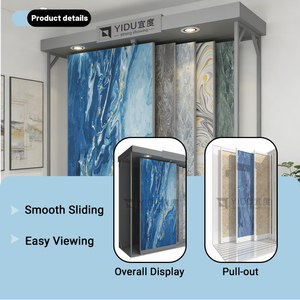 高品质推拉式哑光层压瓷砖展示架，带可调节耐用的大理石花岗岩金属框架展示架 - Product Image 3