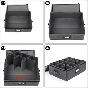 Organizador de tazas <span class=keywords><strong>con</strong></span> divisores, adecuado para tazas de vidrio y cerámica, <span class=keywords><strong>con</strong></span> tapa <span class=keywords><strong>con</strong></span> <span class=keywords><strong>cremallera</strong></span> y asa reforzada, apilable. - Product Image 5